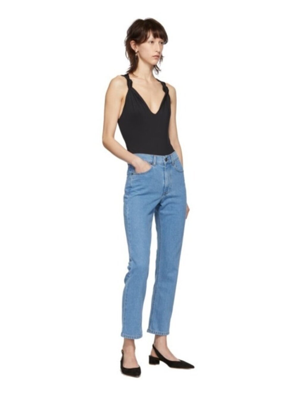 Nanushka Blue Denim Palm Jeans Size 27 Mid Rise Straight Leg Cotton